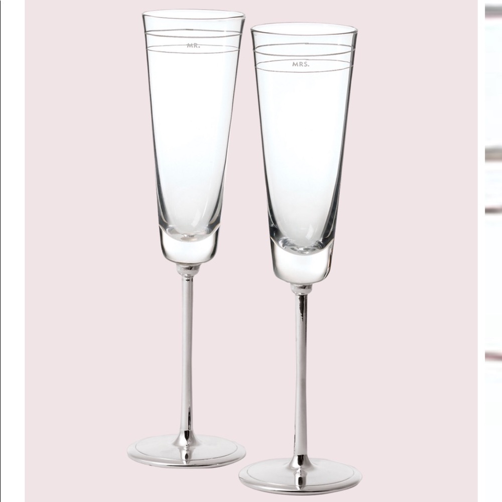 Kate Spade Mr & Mrs roasting flute pair